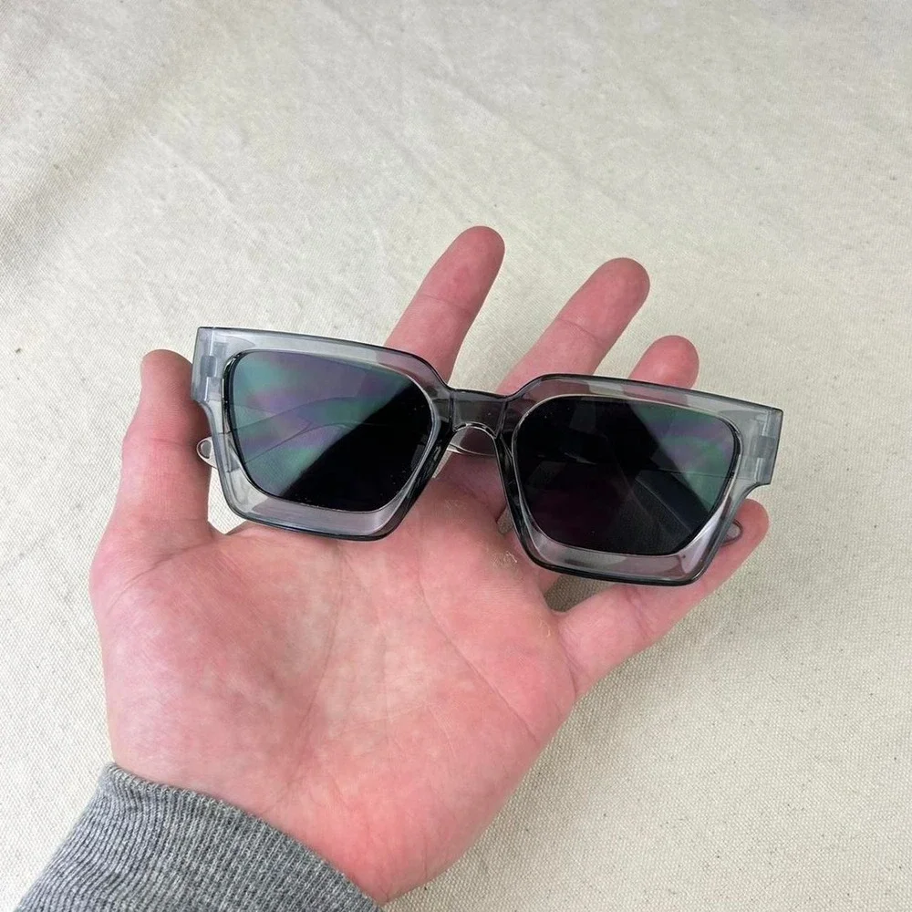 Vintage Y2K surfer style black squared sunglasses cyber grunge techno